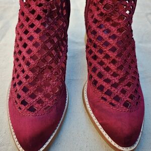 Anthropologie Jeffrey Campbell Taggart Booties - Wine Velvet, womens 9.5